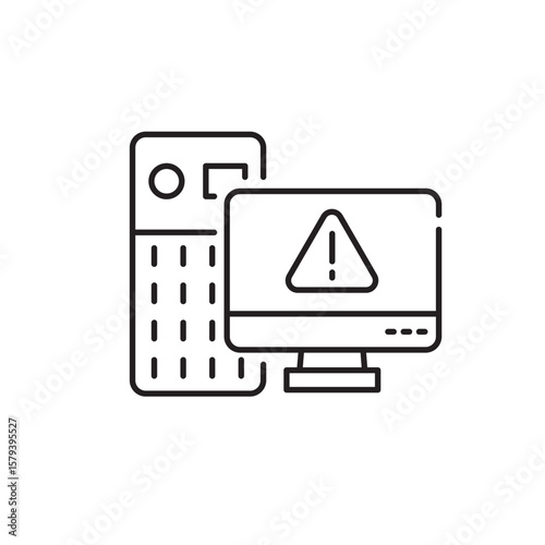 Attention warning attacker alert icon, internet danger Symbol Outline icon Transparent background