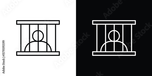Jail icon in outline and solid vector sign for web