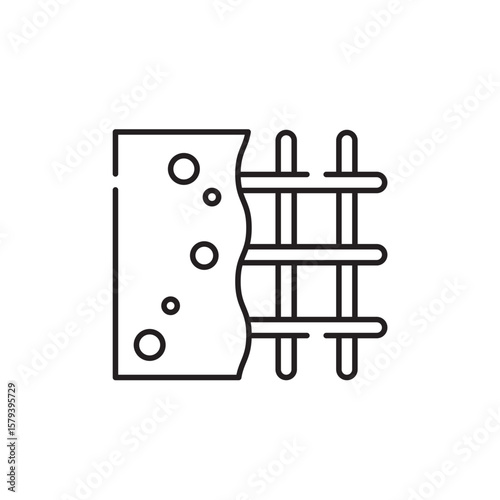 Construction of reinforced concrete walls icon Symbol Outline icon Transparent background