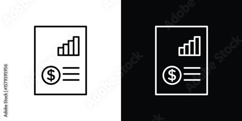 Income statement icon in outline and solid vector sign for web