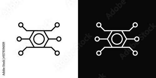 Hub icon in outline and solid vector sign for web