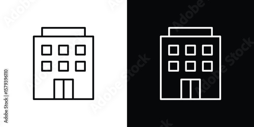 hotel icon in outline and solid vector sign for web