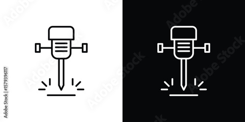 Hydraulic breaker icon in outline and solid vector sign for web