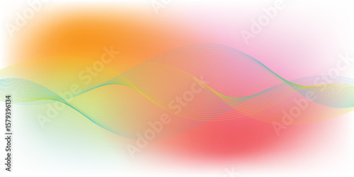 Panoramic colorful abstract stylish multi background with wavy lines - Vector illustration
