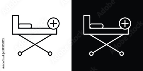 Hospital bed icon in outline and solid vector sign for web