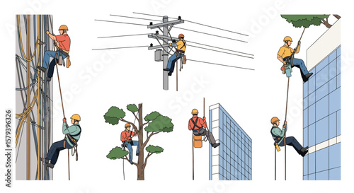 Professional arborists and technicians utilize advanced rope access techniques for elevated work safely and efficiently