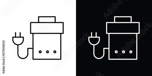 Garbage disposal icon in outline and solid vector sign for web