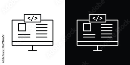 Front end icon in outline and solid vector sign for web