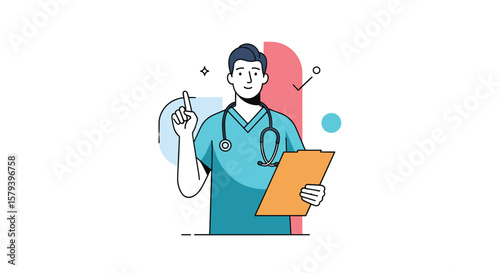 Healthcare professional conducting a medical examination with a stethoscope and clipboard assessing patient health