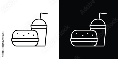 Fast food icon in outline and solid vector sign for web