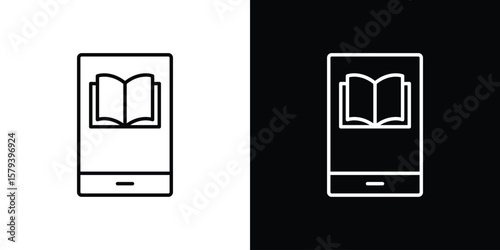 Ebook icon in outline and solid vector sign for web