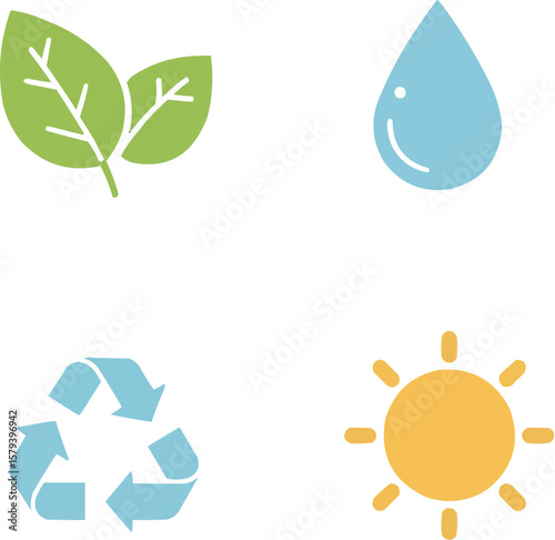 Sustainability Flat Circle Icons Set