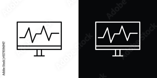 EKG monitor icon in outline and solid vector sign for web