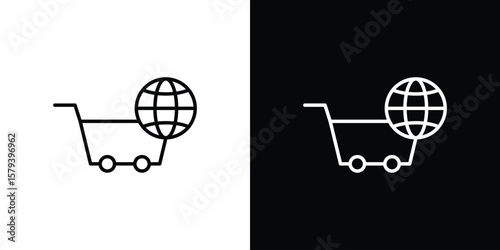 E commerce platform icon in outline and solid vector sign for web