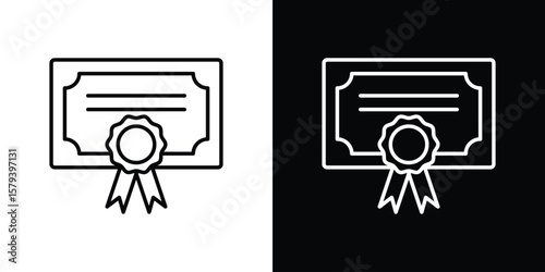 Diploma icon in outline and solid vector sign for web