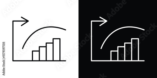 Diminishing returns icon in outline and solid vector sign for web