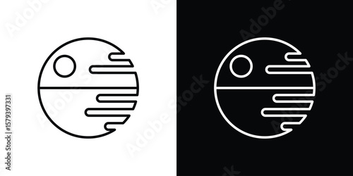 Death star icon in outline and solid vector sign for web