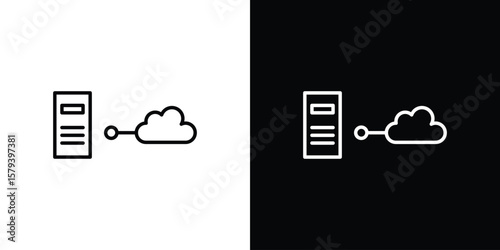 Data center icon in outline and solid vector sign for web