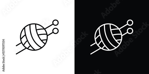 Crochet icon in outline and solid vector sign for web
