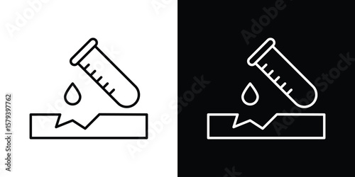 Corrosive substance icon in outline and solid vector sign for web