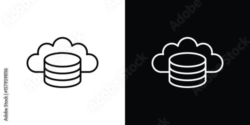 Cloud server icon in outline and solid vector sign for web