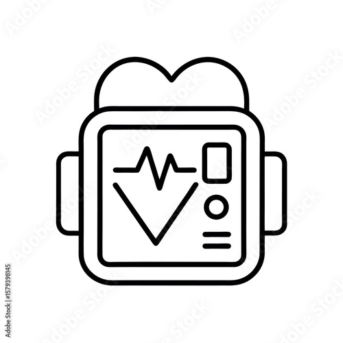 Defibrillator Line Art Illustration - Healthcare Education and Safety Materials