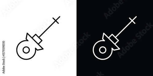 Car dipstick icon in outline and solid vector sign for web