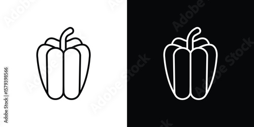 Capsicum icon in outline and solid vector sign for web