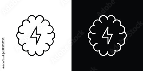 Brainstorm icon in outline and solid vector sign for web