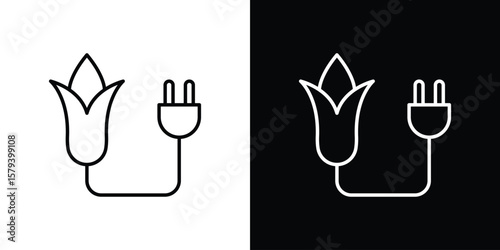 Biomass energy icon in outline and solid vector sign for web