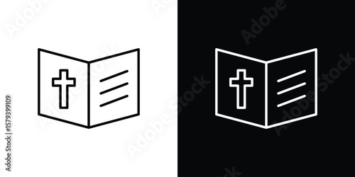 Bible icon in outline and solid vector sign for web