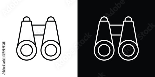 Binoculars icon in outline and solid vector sign for web