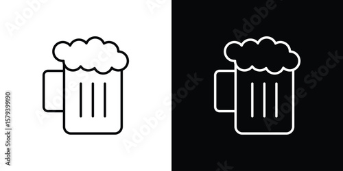 Beer icon in outline and solid vector sign for web