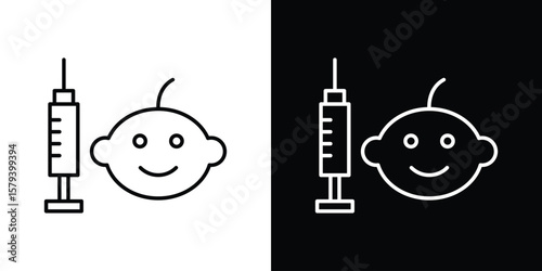 Baby Vaccination icon in outline and solid vector sign for web