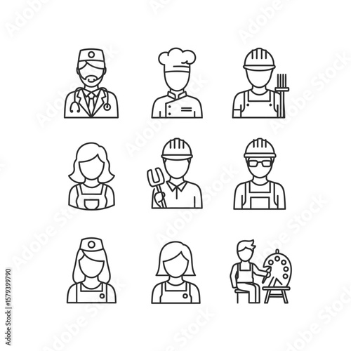 A collection of diverse professional icons