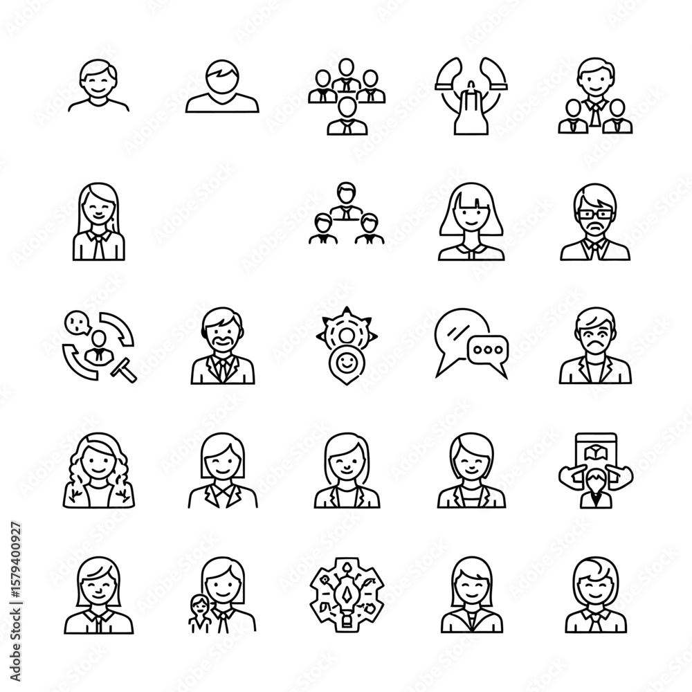 Fototapeta premium Collection of business and teamwork icons isolated on white background