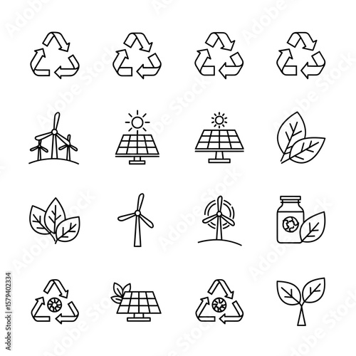 Eco friendly renewable energy sources isolated on white background