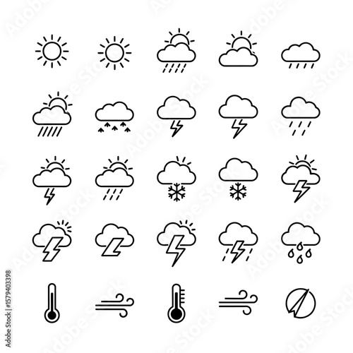 Weather icons display the different types of weather conditions