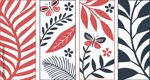 Diverse Nature Pattern Vector Set with Organic Shapes and Botanical Motifs