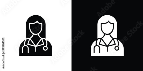 Woman Doctor icon vector glyph pack. Black silhouette icons.