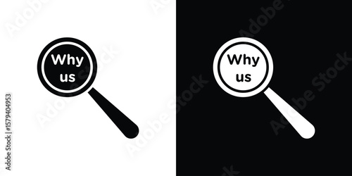 Why us icon vector glyph pack. Black silhouette icons.