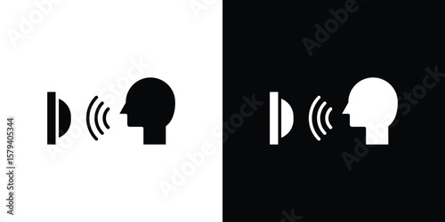 Voice control icon vector glyph pack. Black silhouette icons.