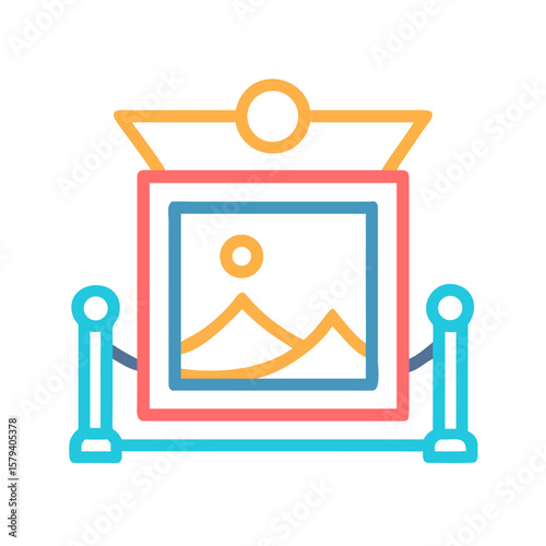 Colorful illustration of a picture frame with art display  