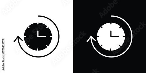 Uptime and downtime icon vector glyph pack. Black silhouette icons.