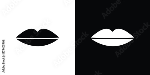 Thin lips icon vector glyph pack. Black silhouette icons.