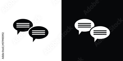 Text chat icon vector glyph pack. Black silhouette icons.