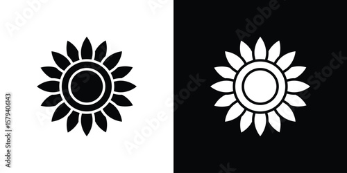 Sunflower icon vector glyph pack. Black silhouette icons.