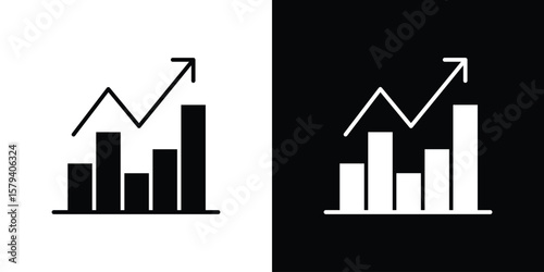 Stagflation icon vector glyph pack. Black silhouette icons.