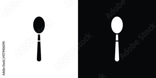 Spoon icon vector glyph pack. Black silhouette icons.