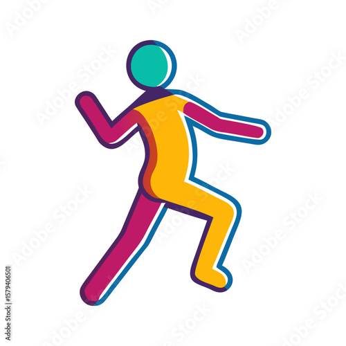 Colorful abstract figure running in a dynamic pose  